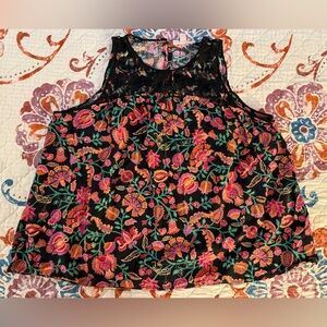 Knox Rose Orange & Pink Sleeveless Embellished Blouse